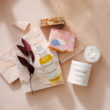 A collection of Sonture’s handmade, ethically created body care products inspired by travel. The products are styles on rough tiles and with a deep red brand for an elegant and sophisticated feel.